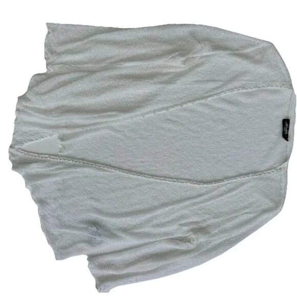 Fairy Cardigan Open Sheer White Pearl Embellishment Romantic Delicate XL - Picture 5 of 16